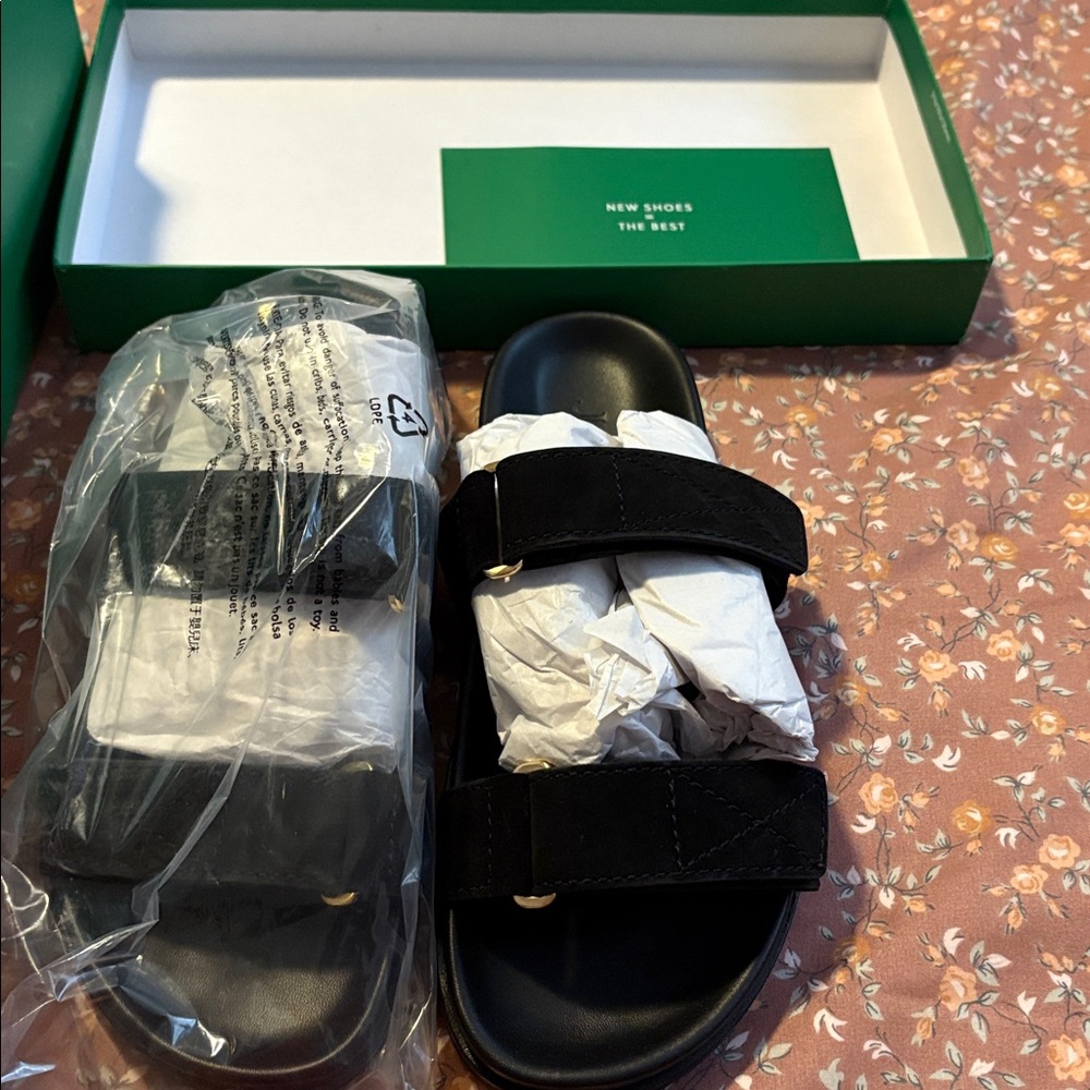 J. Crew NWT Black Suede Sandals with Adjustable Straps, sz 7